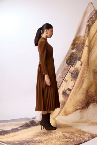 Perla Knit Winter Dress - Brown