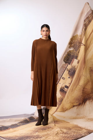 Perla Knit Winter Dress - Brown
