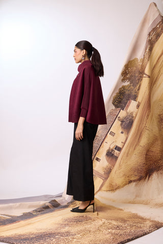 Sloane Batwing Top - Dark Maroon
