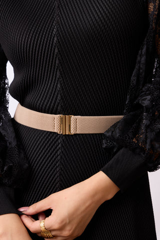 Basic Clasp Elastic Belt - 3cm - Beige