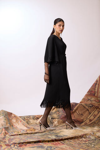Val Fringe Dress - Black