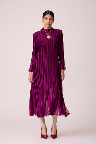 Briana Velvet Dress - Wine Purple
