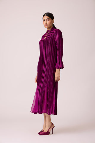 Briana Velvet Dress - Wine Purple