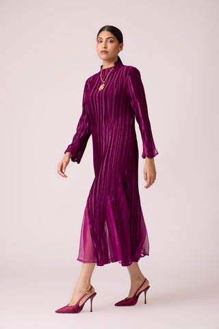 Briana Velvet Dress - Wine Purple