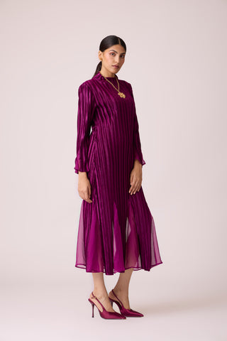 Briana Velvet Dress - Wine Purple