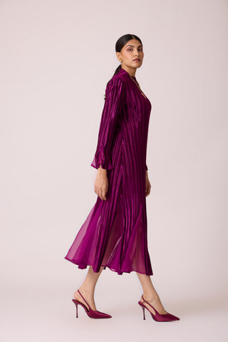 Briana Velvet Dress - Wine Purple