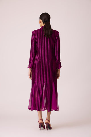 Briana Velvet Dress - Wine Purple