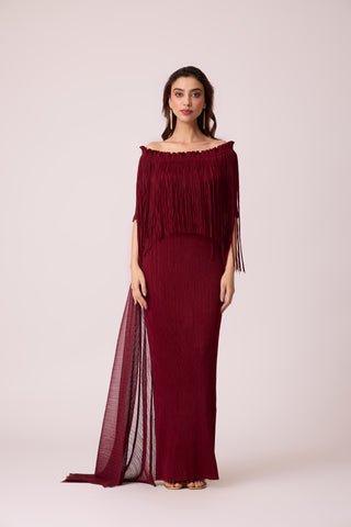 Leoni Maxi Dress - Burgundy