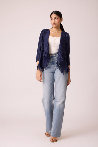 Lara Fringe Overlay - Navy