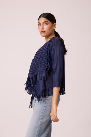 Lara Fringe Overlay - Navy
