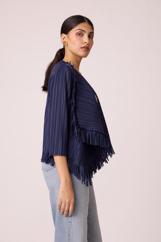 Lara Fringe Overlay - Navy