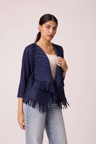 Lara Fringe Overlay - Navy