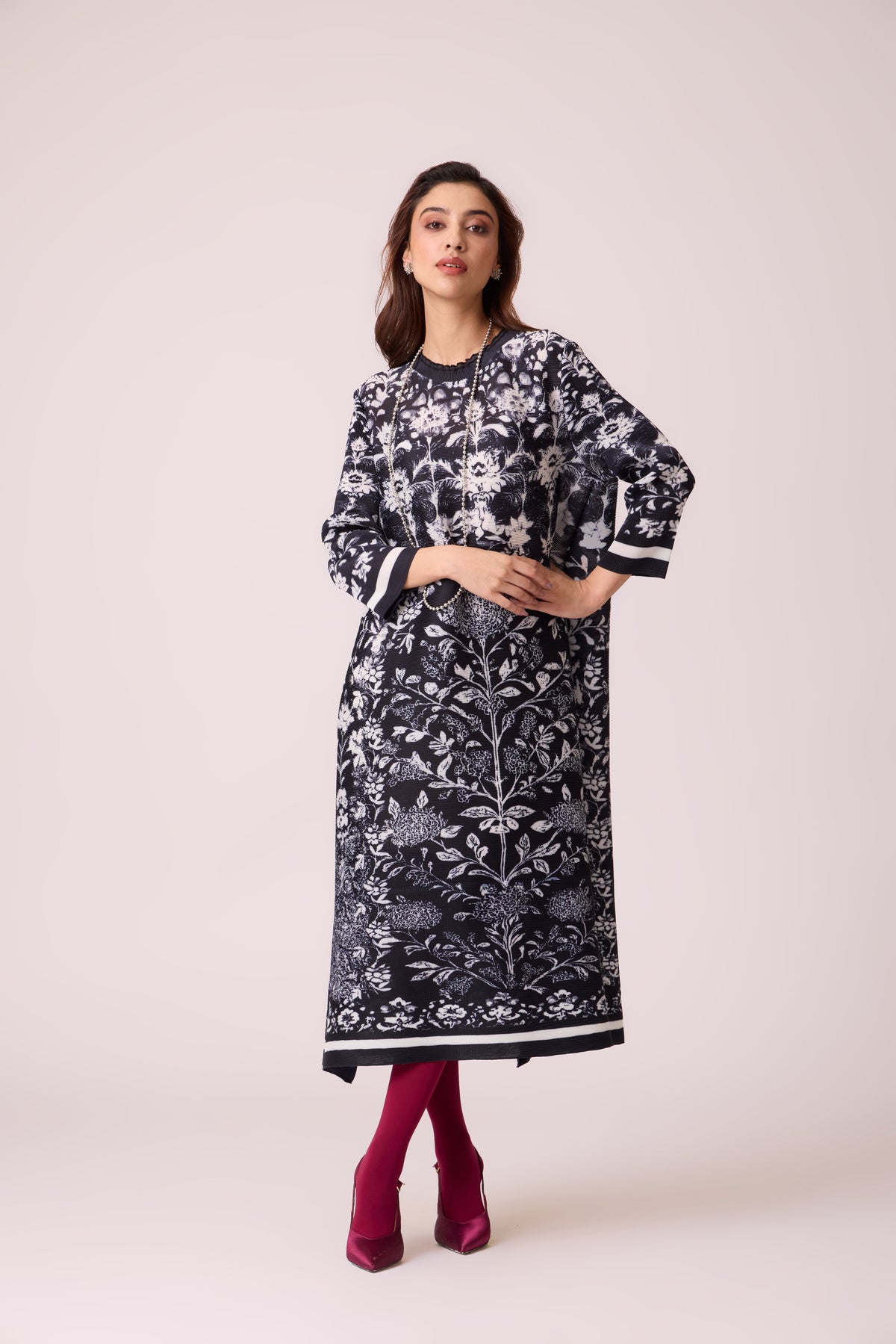 Naomi Printed Dress - Monochrome