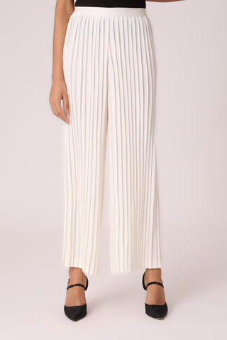 Sara Wide Pleat Pants - White