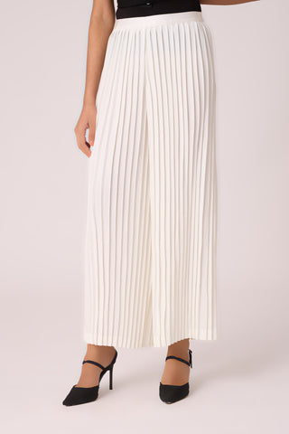 Sara Wide Pleat Pants - White