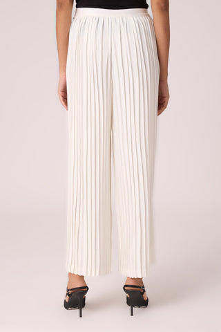 Sara Wide Pleat Pants - White