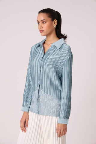 Gaby Satin Shirt - Light Blue