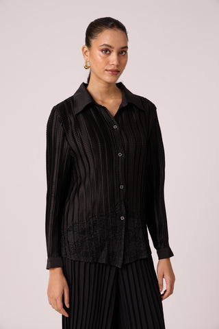 Gaby Satin Shirt - Black