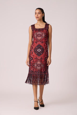 Sasha Print Dress - Orange & Black