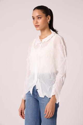 Paige Sheer Pleat Shirt - White