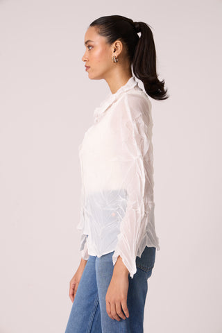 Paige Sheer Pleat Shirt - White