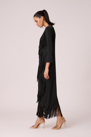 Chloe Fringed Dress - Black