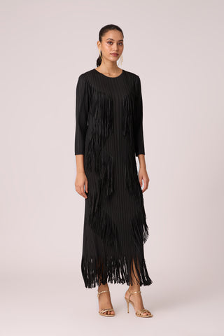 Chloe Fringed Dress - Black