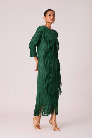 Chloe Fringed Dress - Dark Green