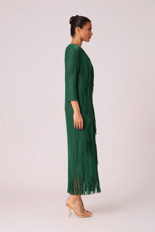 Chloe Fringed Dress - Dark Green