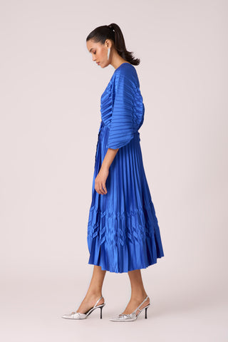 Adeline Maxi Satin Dress - Azure Blue