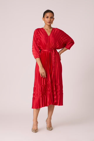 Adeline Maxi Satin Dress - Red