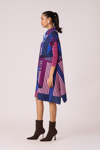 Rory Abstract Print Dress - Blue