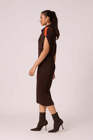 Josie Dual Colour Dress - Brown & Taupe