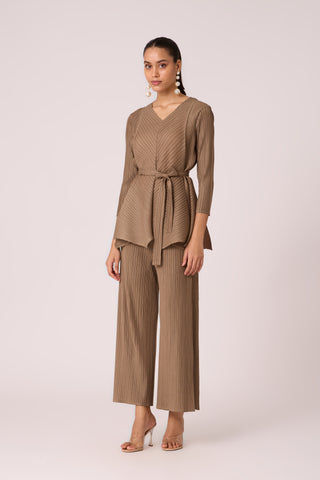 Zola V Neck Co-ord Set - Dark Taupe