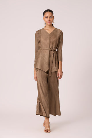 Zola V Neck Co-ord Set - Dark Taupe