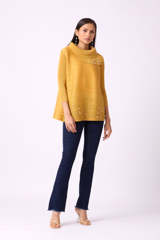 Hazel Pearled Top - Tuscan Yellow