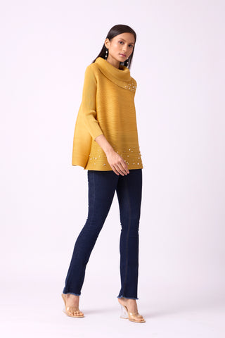 Hazel Pearled Top - Tuscan Yellow