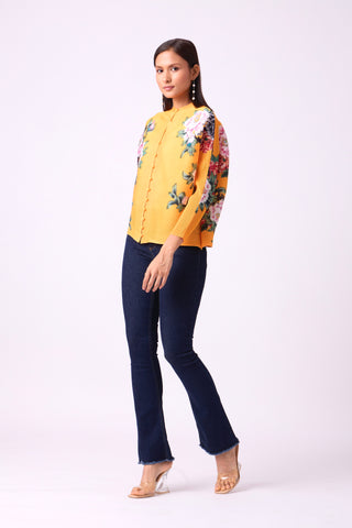 Mira Floral Top - Golden Yellow