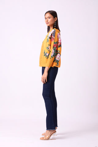 Mira Floral Top - Golden Yellow