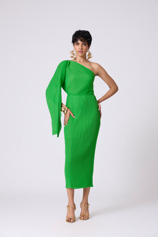 Kelly One Shoulder Dress - Bright Green