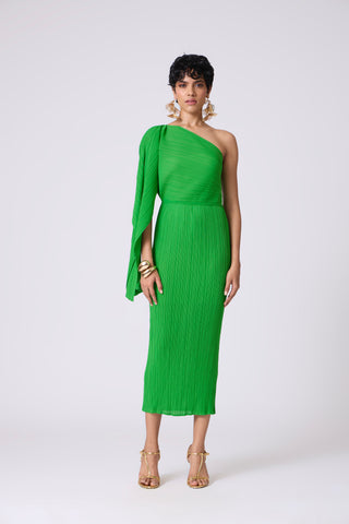 Kelly One Shoulder Dress - Bright Green