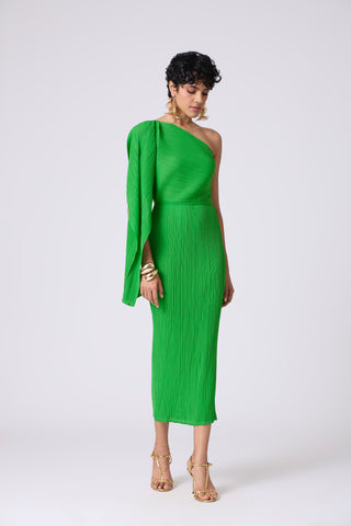 Kelly One Shoulder Dress - Bright Green