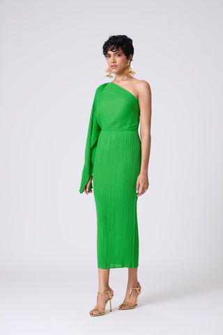 Kelly One Shoulder Dress - Bright Green