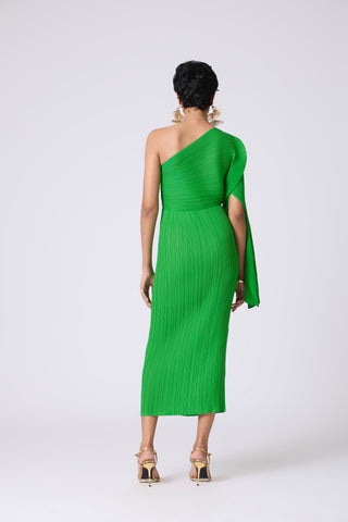 Kelly One Shoulder Dress - Bright Green