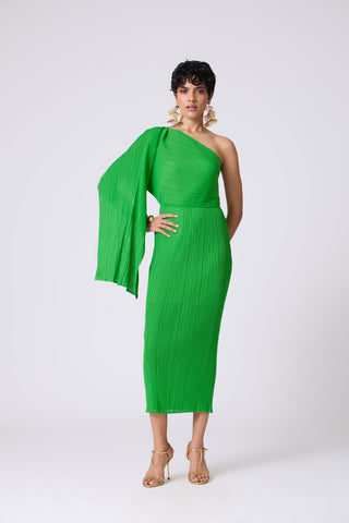 Kelly One Shoulder Dress - Bright Green