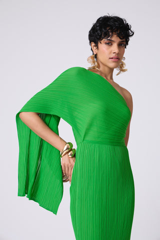 Kelly One Shoulder Dress - Bright Green