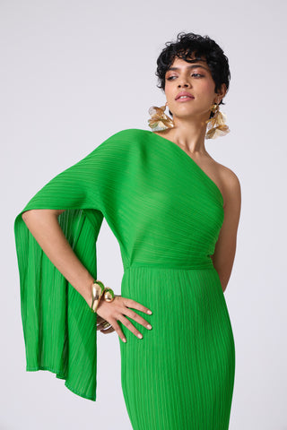Kelly One Shoulder Dress - Bright Green