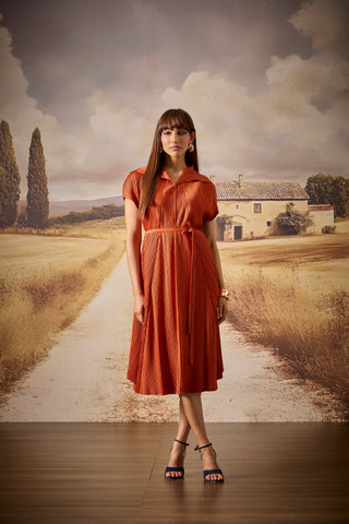 Viola Dress - Rust Orange