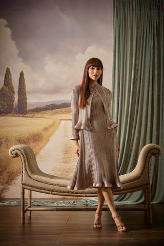 Celestine Satin Overlay Dress - Taupe