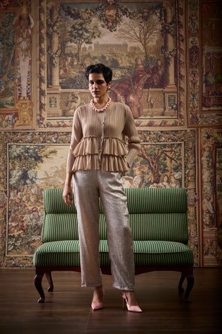 Tia Ruffle Top - Light Taupe
